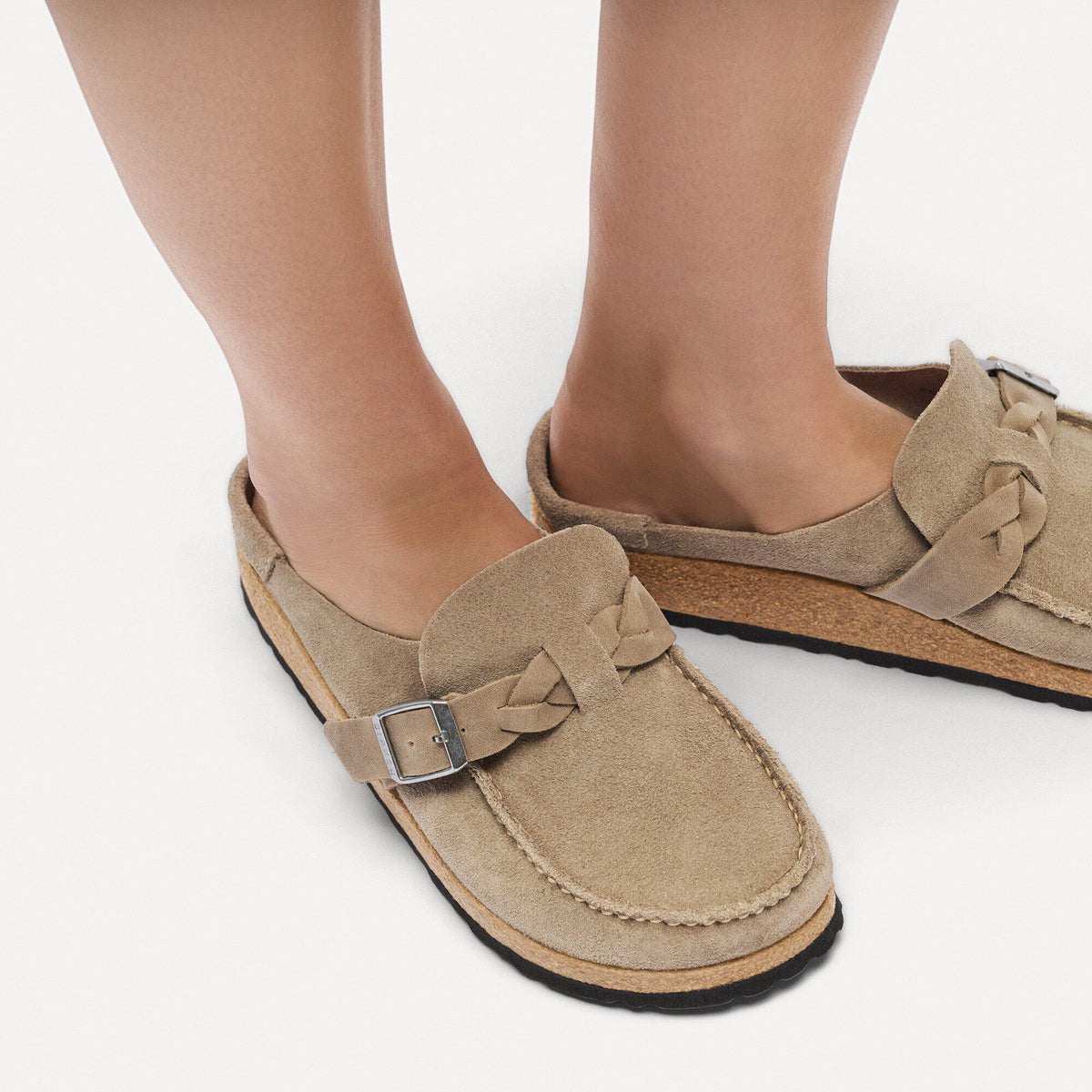 Buckley  Braided Suede Leather in Color Taupe | Birkenstock