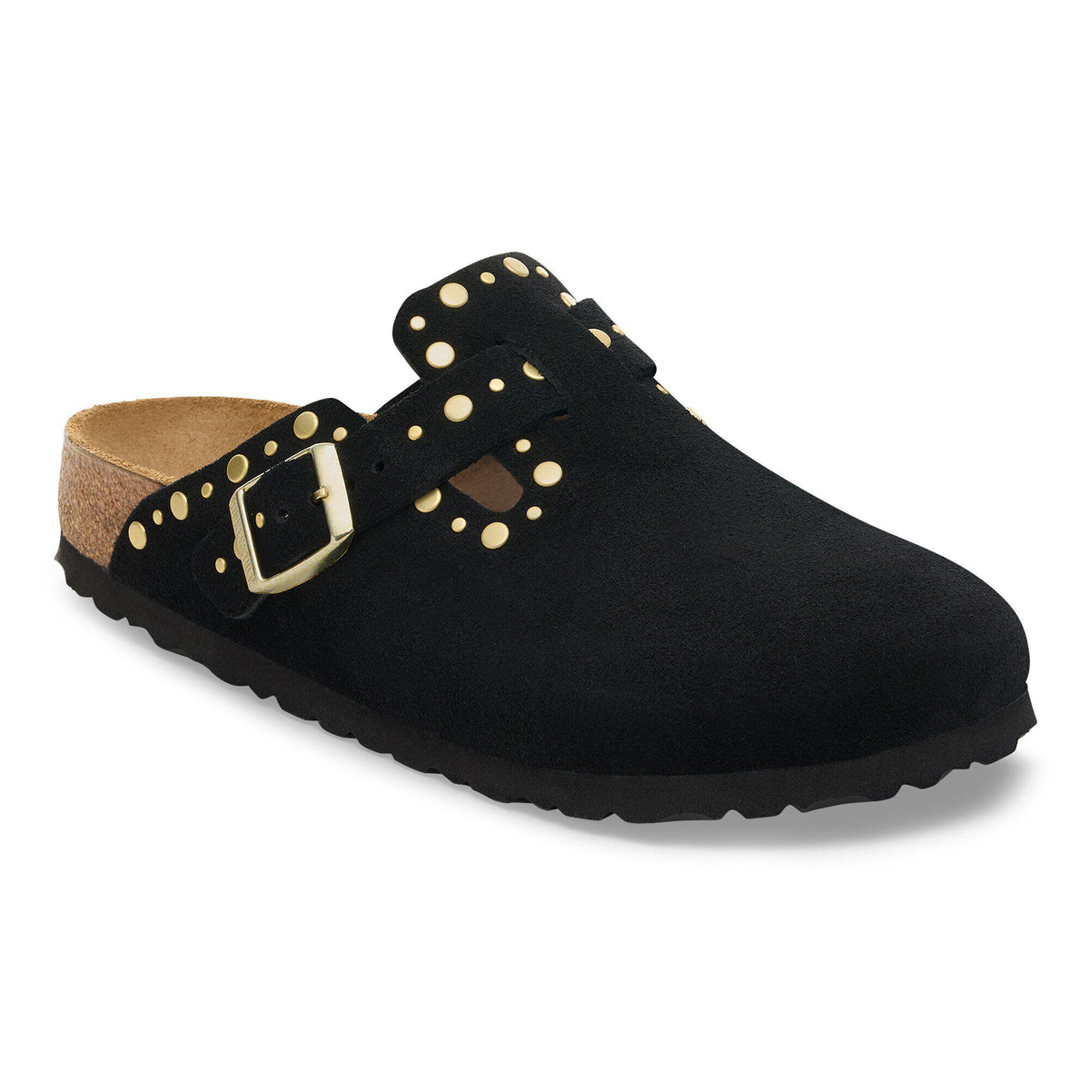 Boston Rivets Suede Leather in Color Black | Birkenstock