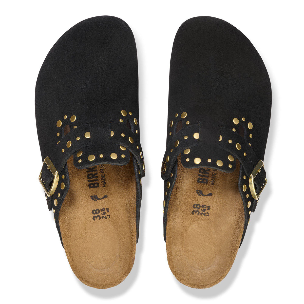 Boston Rivets Suede Leather in Color Black | Birkenstock