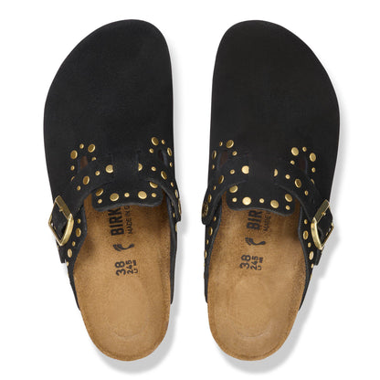 Boston Rivets Suede Leather in Color Black | Birkenstock