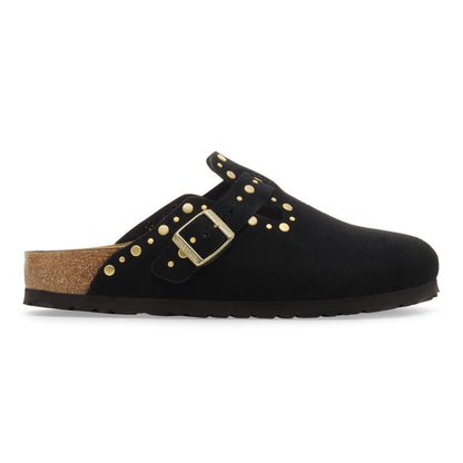 Boston Rivets Suede Leather in Color Black | Birkenstock
