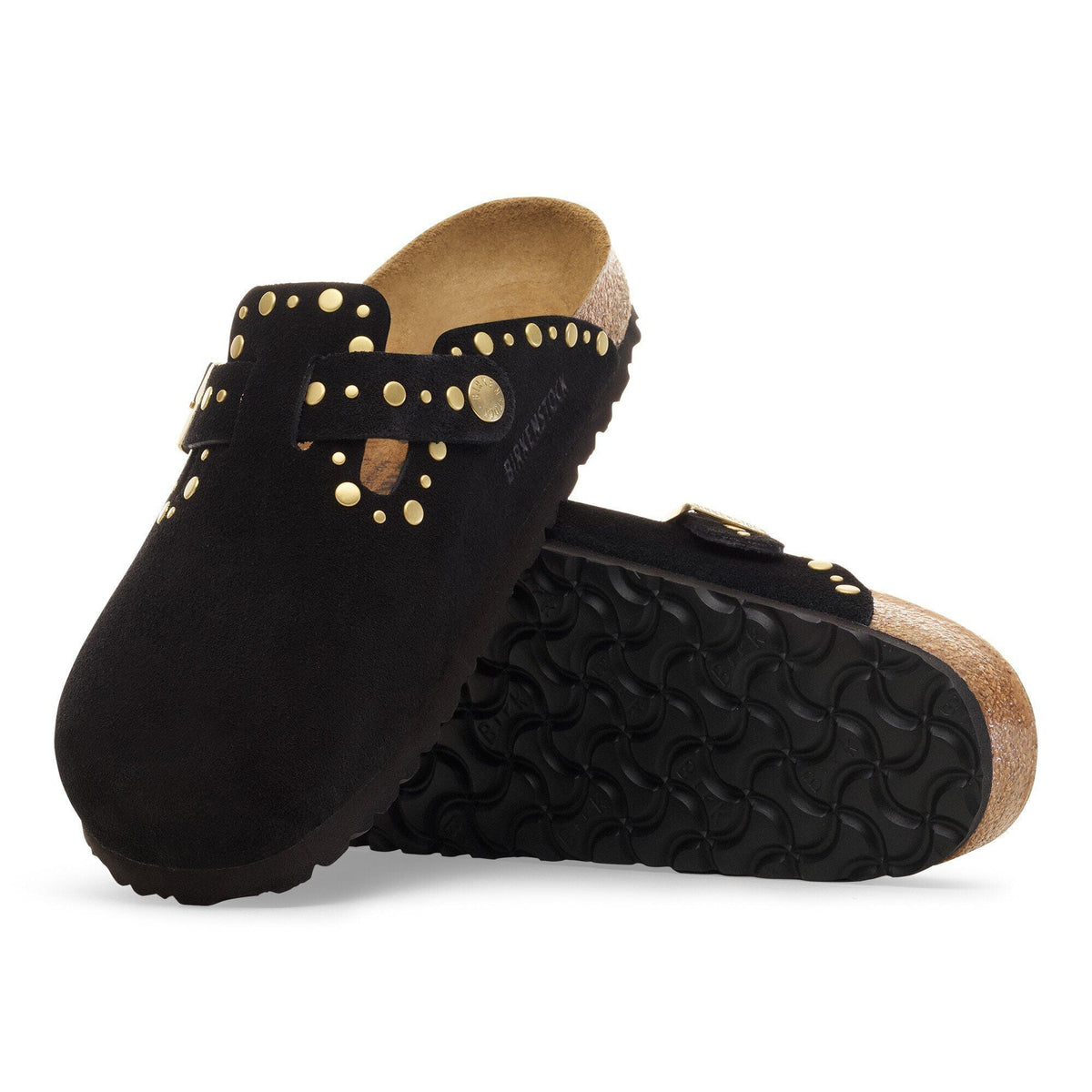 Boston Rivets Suede Leather in Color Black | Birkenstock