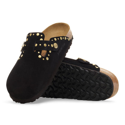 Boston Rivets Suede Leather in Color Black | Birkenstock