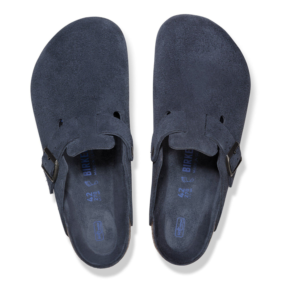 Boston Soft Footbed Suede Leather in Color New Navy Tonal | Birkenstock