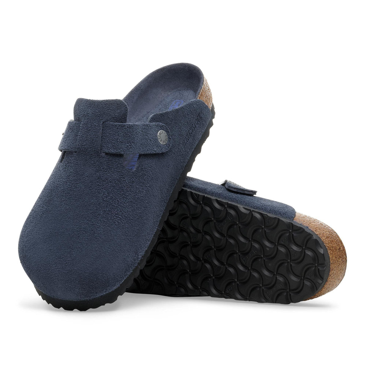 Boston Soft Footbed Suede Leather in Color New Navy Tonal | Birkenstock
