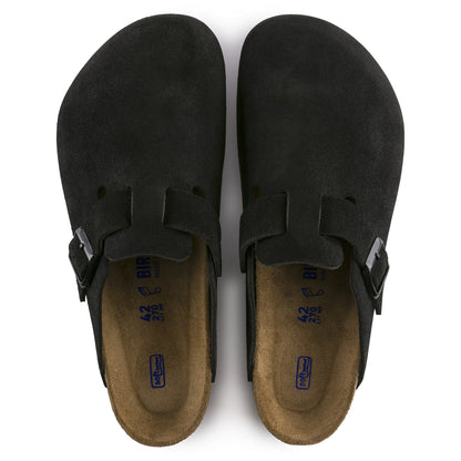 Boston Soft Footbed Suede Leather in Color Black | Birkenstock