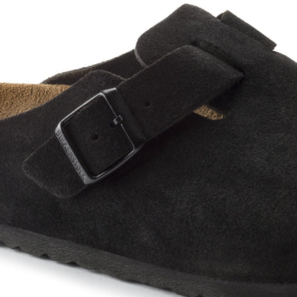 Boston Soft Footbed Suede Leather in Color Black | Birkenstock