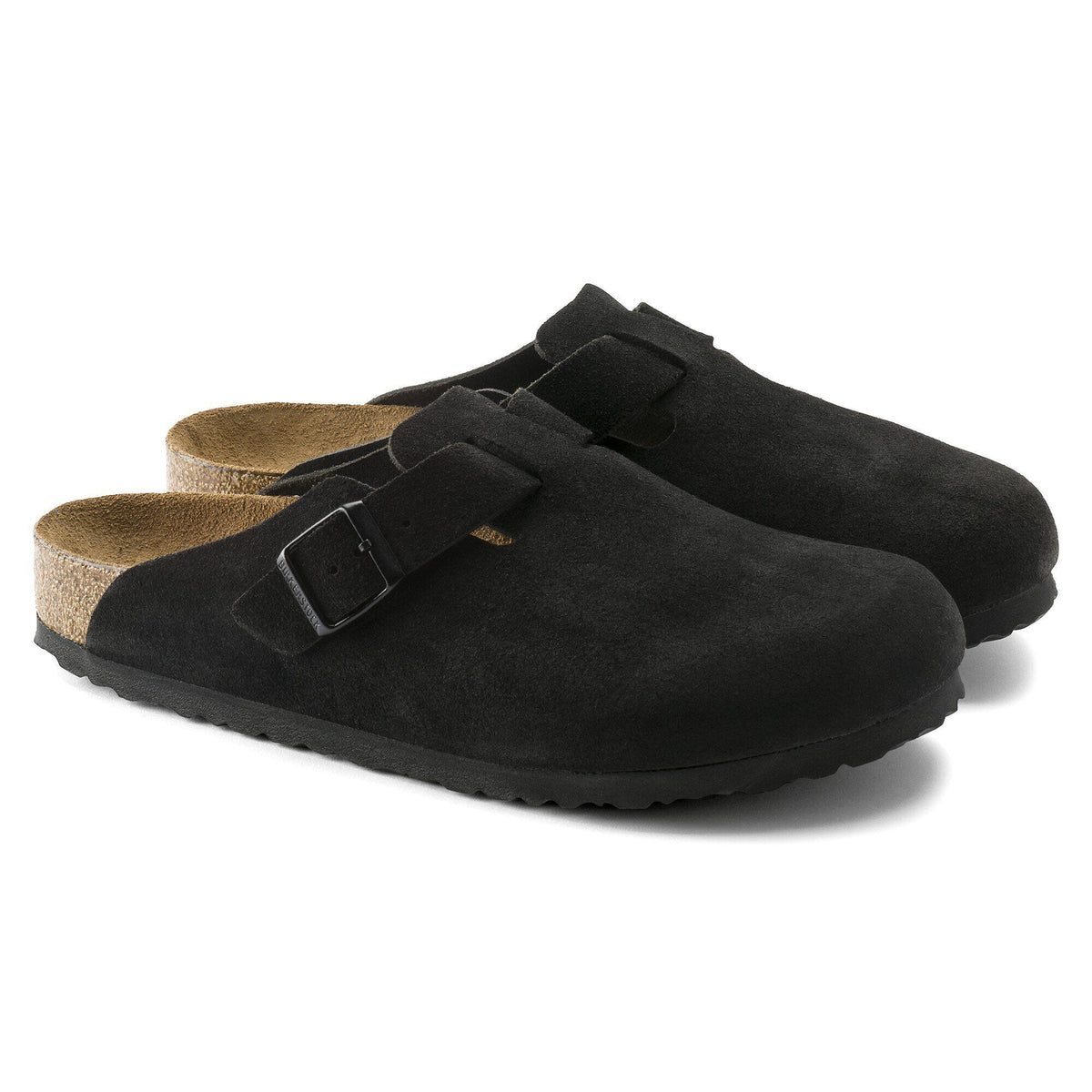 Boston Soft Footbed Suede Leather in Color Black | Birkenstock