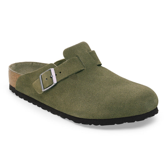 Boston Soft Footbed Suede Leather in Color Thyme Tonal | Birkenstock