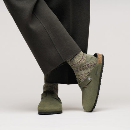 Boston Soft Footbed Suede Leather in Color Thyme Tonal | Birkenstock