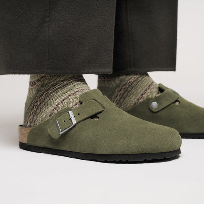 Boston Soft Footbed Suede Leather in Color Thyme Tonal | Birkenstock