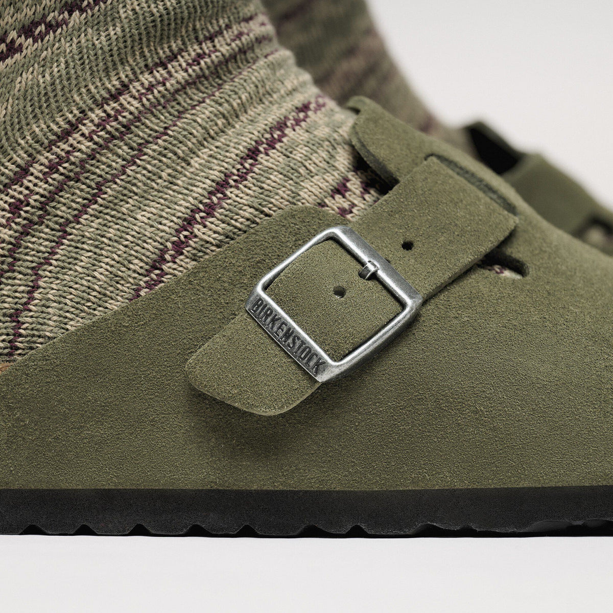 Boston Soft Footbed Suede Leather in Color Thyme Tonal | Birkenstock