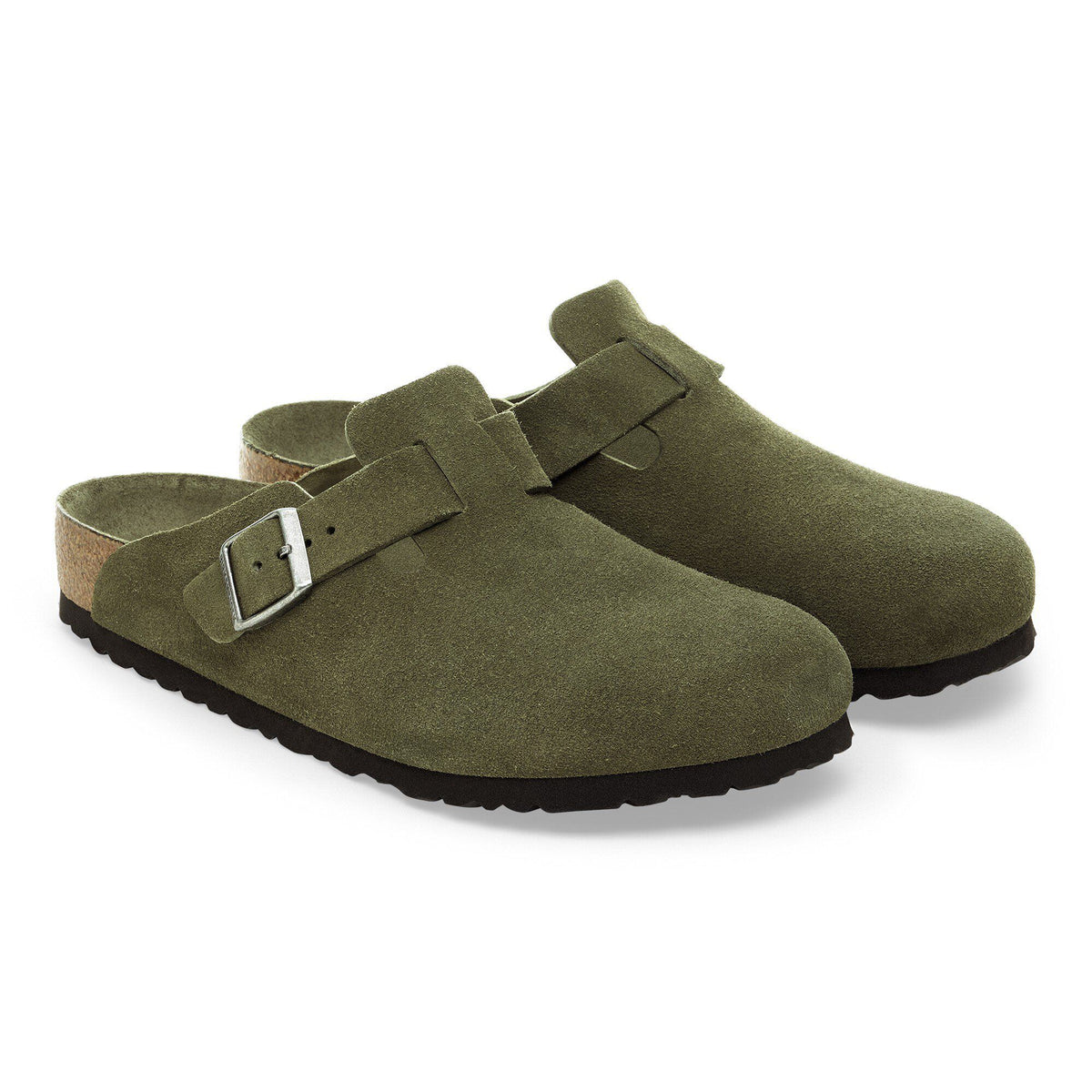 Boston Soft Footbed Suede Leather in Color Thyme Tonal | Birkenstock