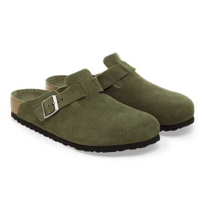 Boston Soft Footbed Suede Leather in Color Thyme Tonal | Birkenstock