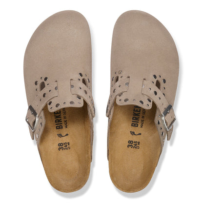 Boston Rivets Suede Leather in Color Taupe | Birkenstock