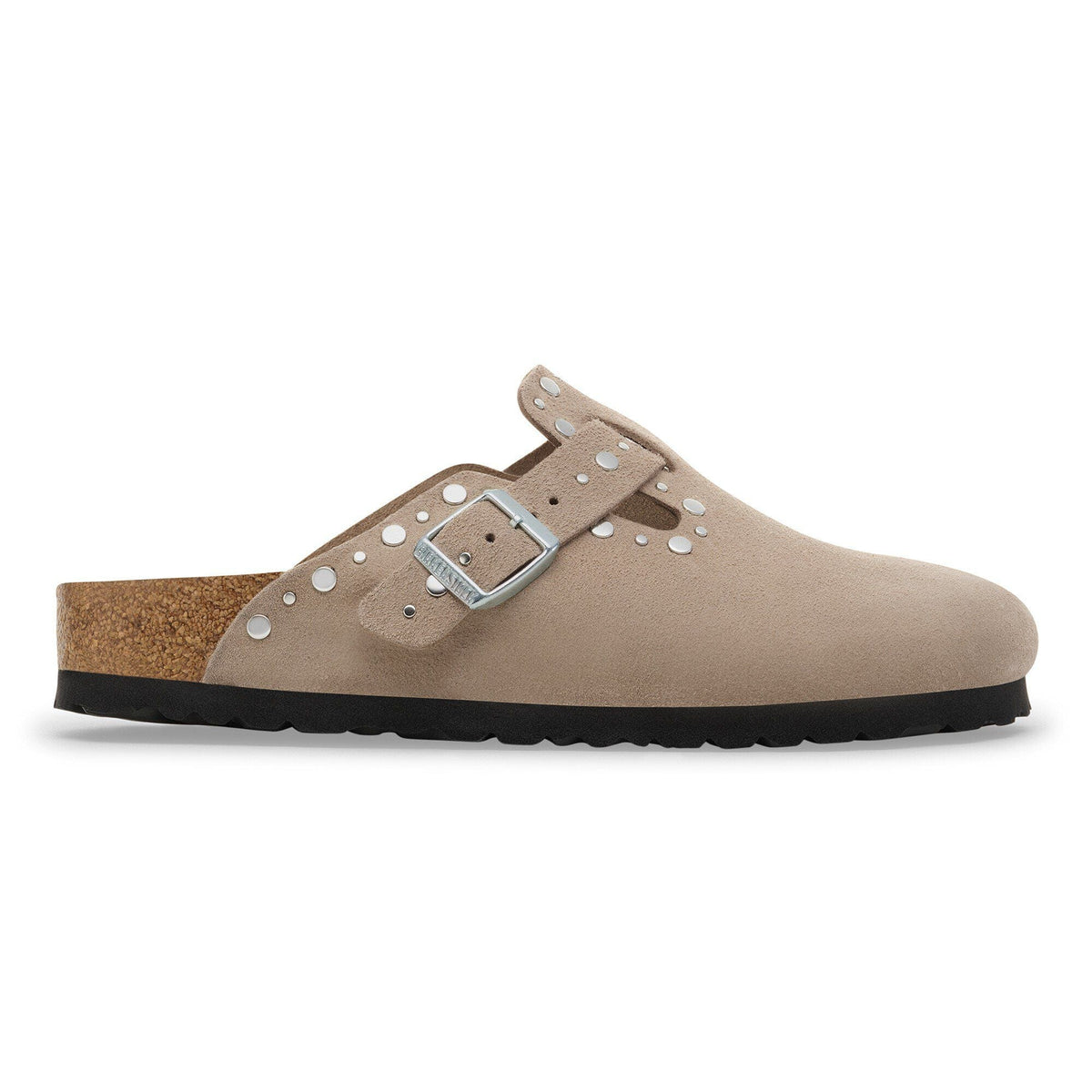 Boston Rivets Suede Leather in Color Taupe | Birkenstock