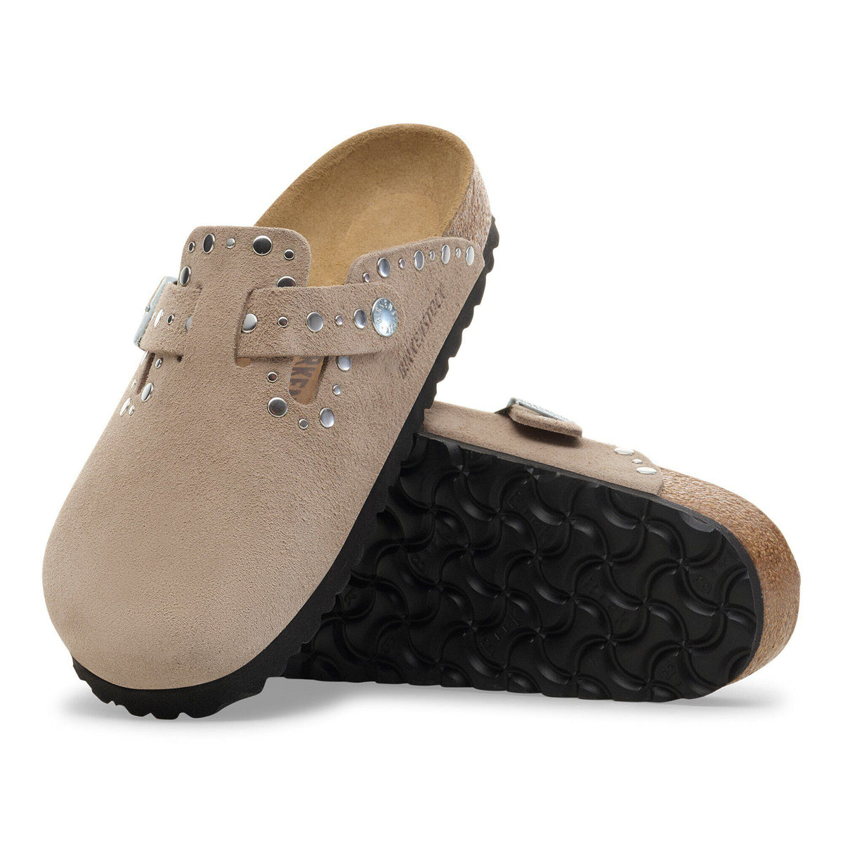 Boston Rivets Suede Leather in Color Taupe | Birkenstock