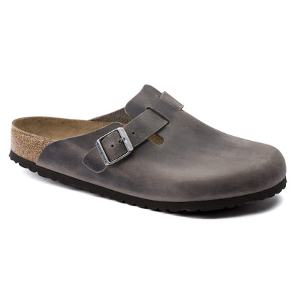 Boston Soft Footbed Oiled Leather in Color Iron | Birkenstock