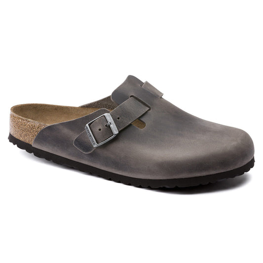 Boston Soft Footbed Oiled Leather in Color Iron | Birkenstock