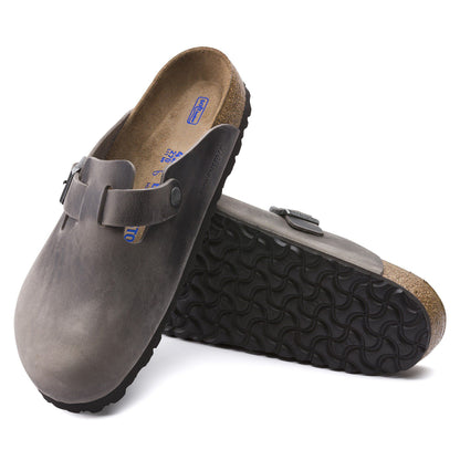 Boston Soft Footbed Oiled Leather in Color Iron | Birkenstock