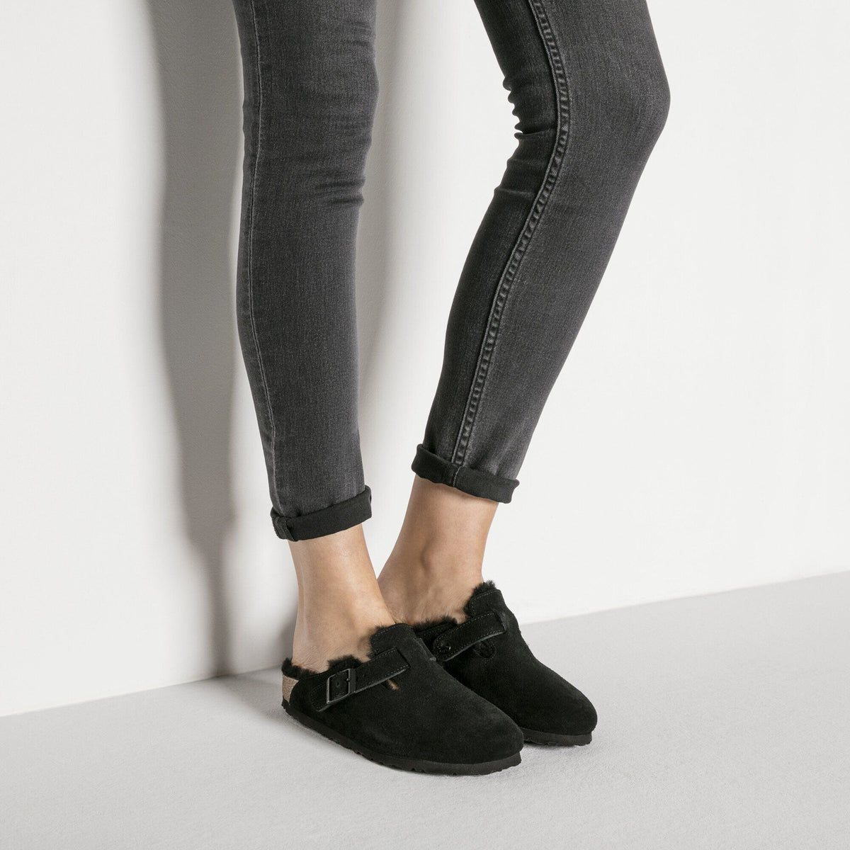 Boston Shearling Suede Leather in Color Black | Birkenstock