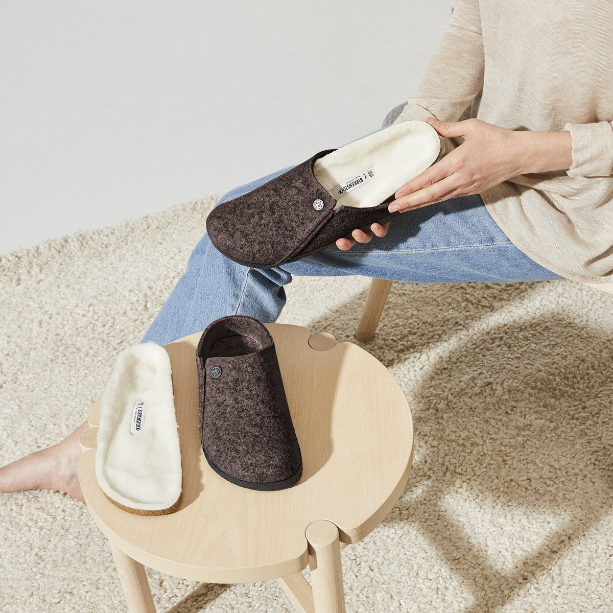 Zermatt Shearling Felt in Color Mocha | Birkenstock