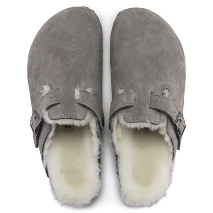 Boston Shearling Suede Leather in Color Stone Coin | Birkenstock
