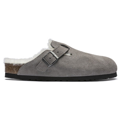 Boston Shearling Suede Leather in Color Stone Coin | Birkenstock