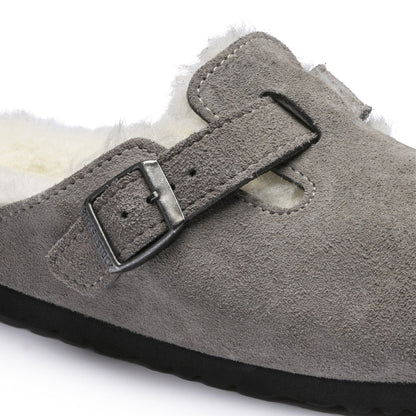 Boston Shearling Suede Leather in Color Stone Coin | Birkenstock