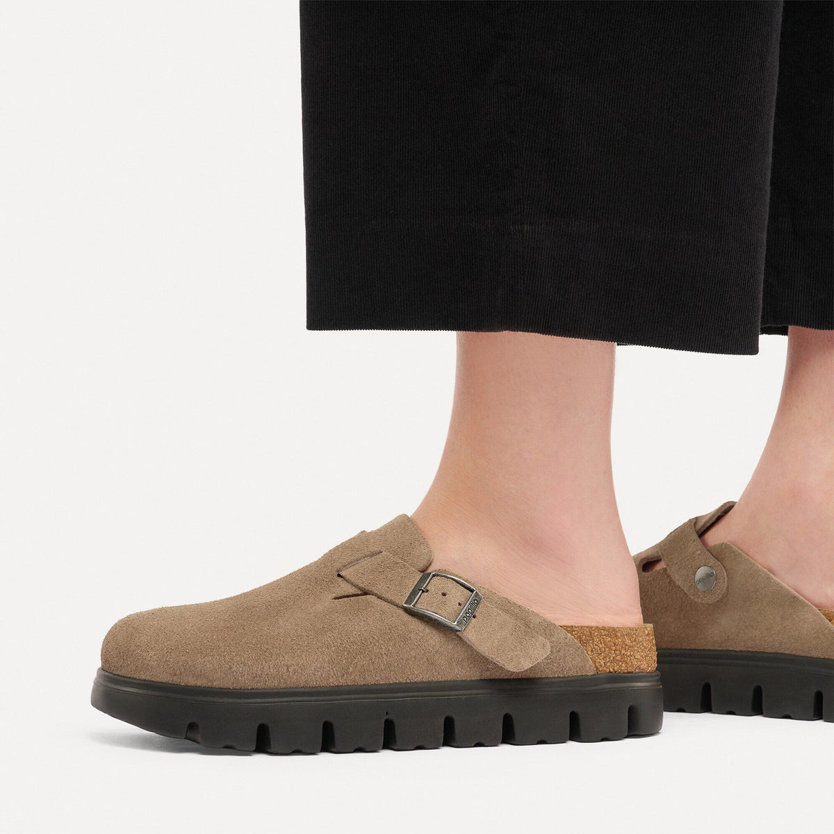 Boston Chunky Suede Leather in Color Gray Taupe | Birkenstock