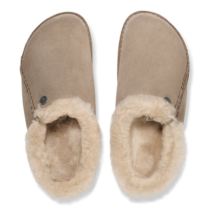 Zermatt Premium Shearling Suede Leather in Color Taupe | Birkenstock