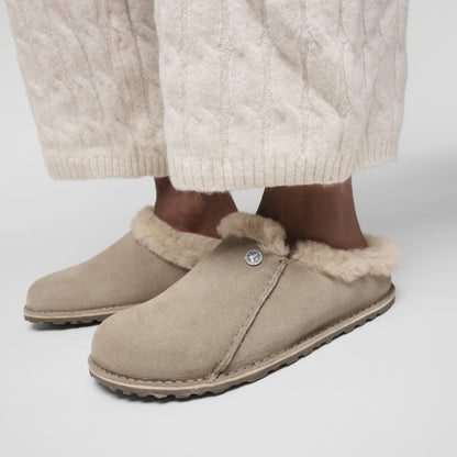 Zermatt Premium Shearling Suede Leather in Color Taupe | Birkenstock