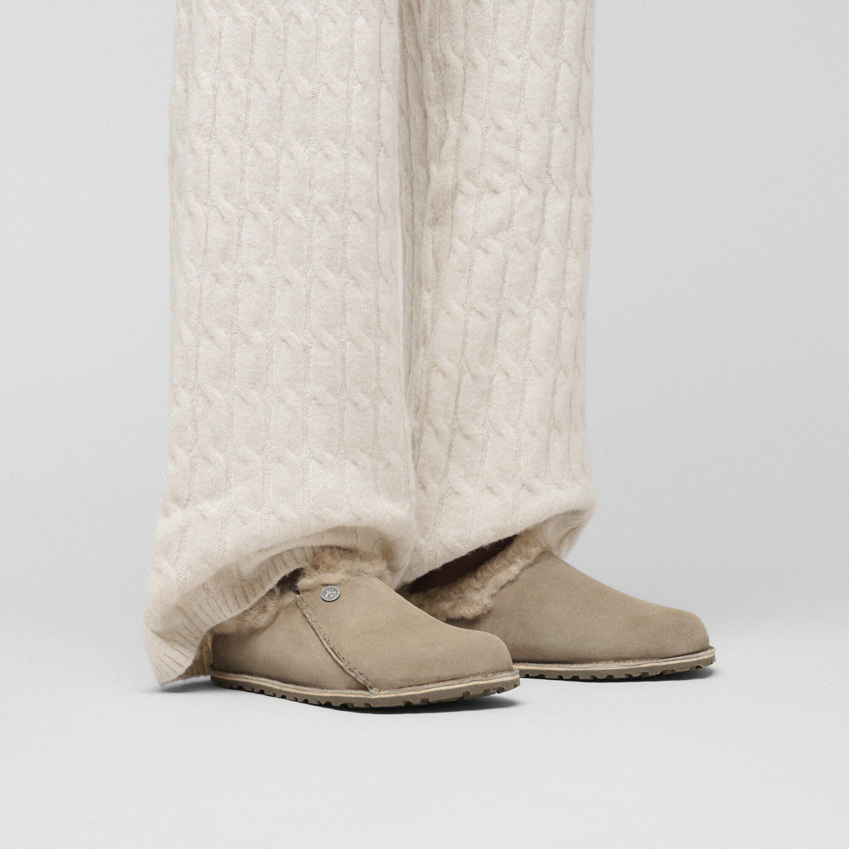 Zermatt Premium Shearling Suede Leather in Color Taupe | Birkenstock
