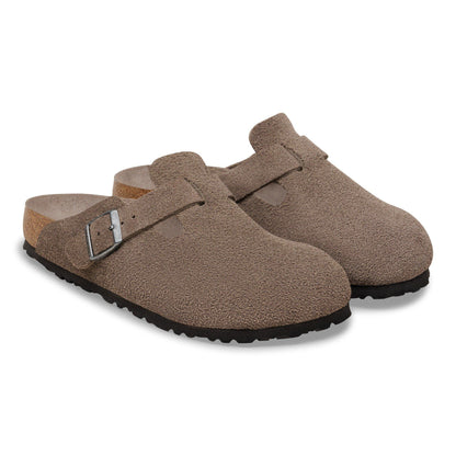 Boston Soft Footbed Suede Leather in Color Concrete Gray | Birkenstock