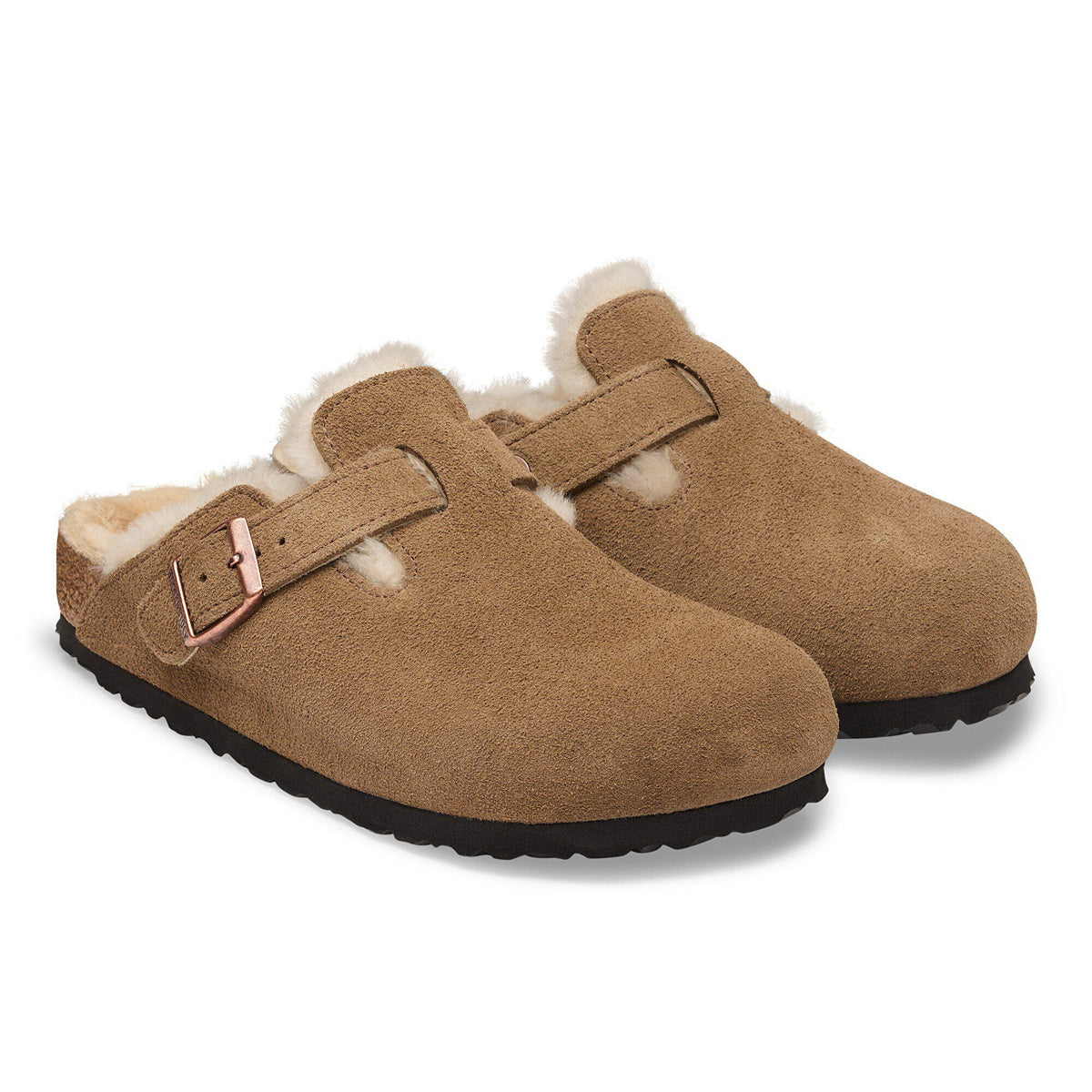Boston Shearling Suede Leather in Color Dark Tea | Birkenstock