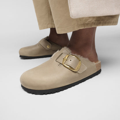 Boston Big Buckle Shearling Oiled Leather in Color Tobacco Brown | Birkenstock