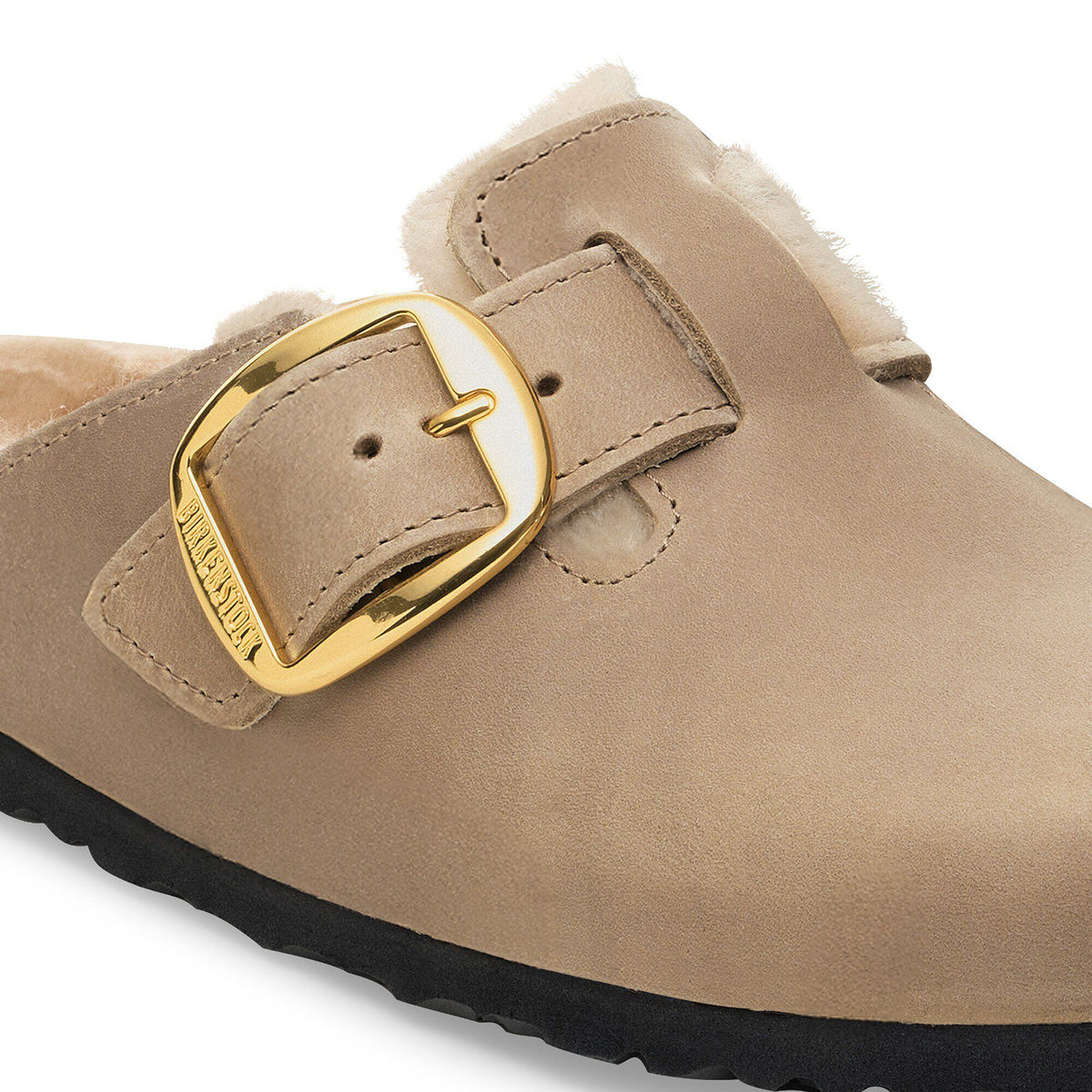 Boston Big Buckle Shearling Oiled Leather in Color Tobacco Brown | Birkenstock