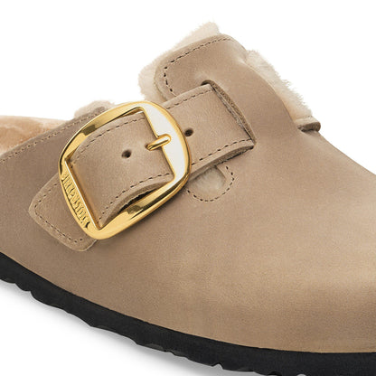 Boston Big Buckle Shearling Oiled Leather in Color Tobacco Brown | Birkenstock