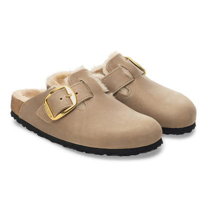 Boston Big Buckle Shearling Oiled Leather in Color Tobacco Brown | Birkenstock