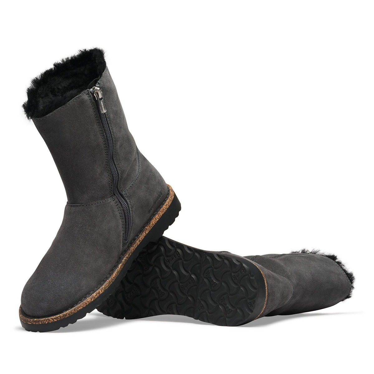 Uppsala Zip Shearling Suede Leather in Color Charcoal | Birkenstock