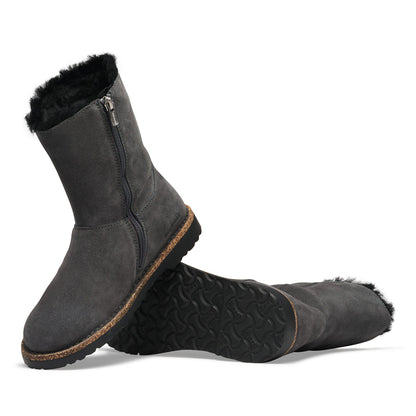 Uppsala Zip Shearling Suede Leather in Color Charcoal | Birkenstock