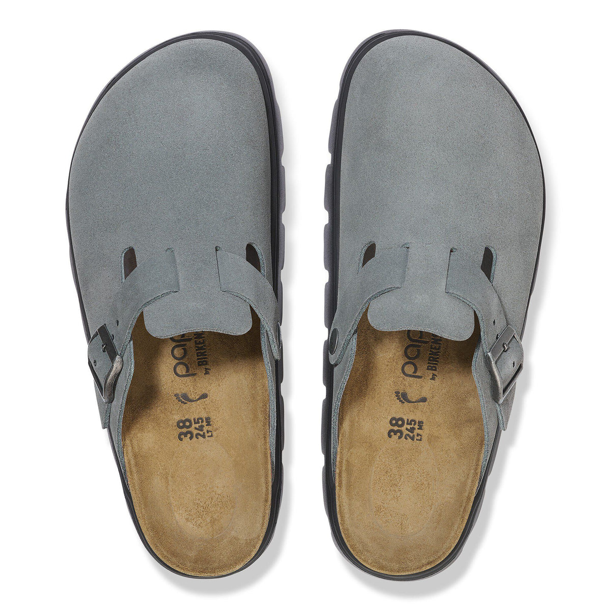 Boston Chunky Suede Leather in Color Basalt Gray/ Black | Birkenstock