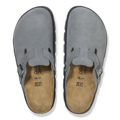 Boston Chunky Suede Leather in Color Basalt Gray/ Black | Birkenstock