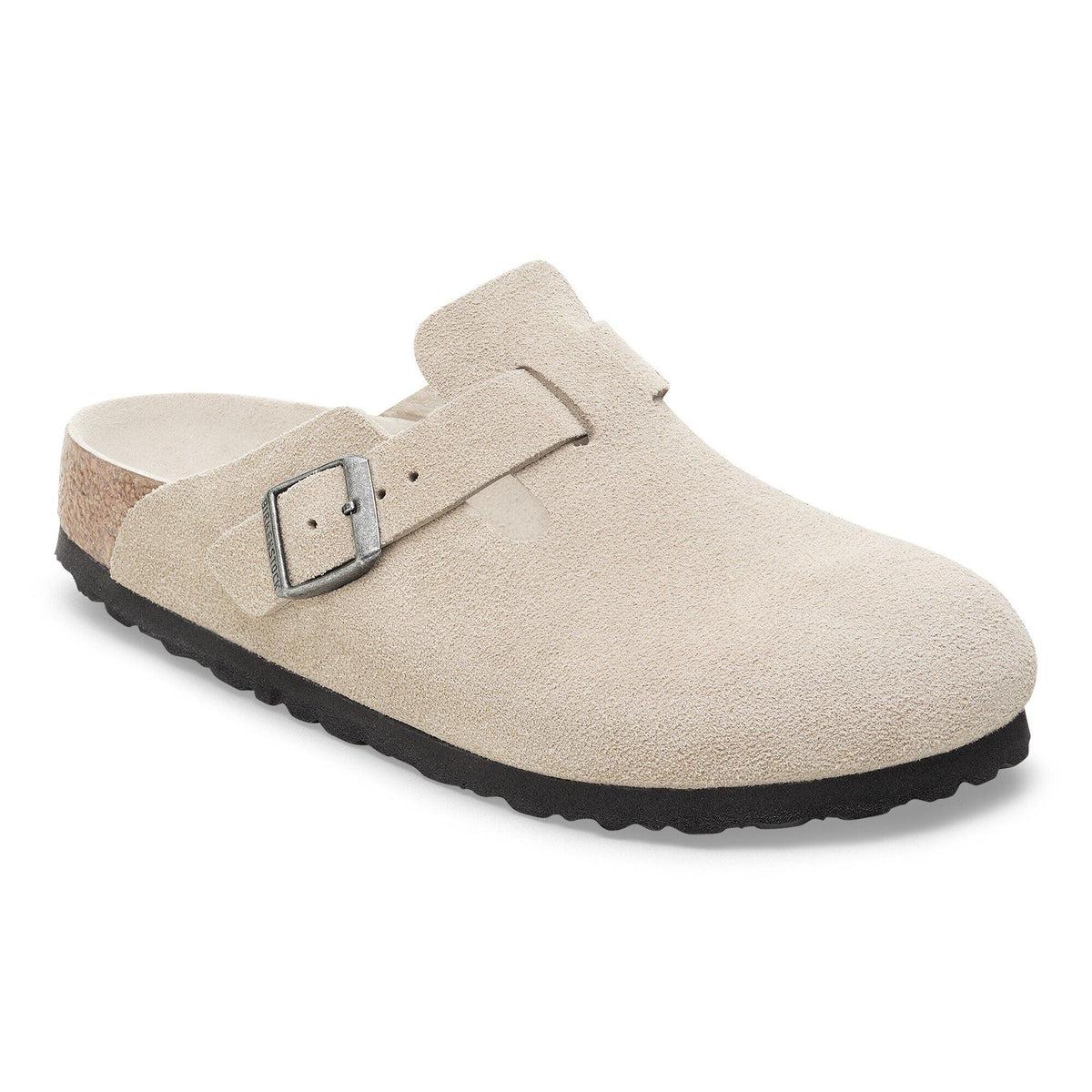 Boston Soft Footbed Suede Leather in Color Oyster Tonal | Birkenstock