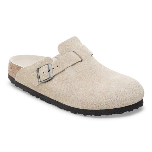 Boston Soft Footbed Suede Leather in Color Oyster Tonal | Birkenstock
