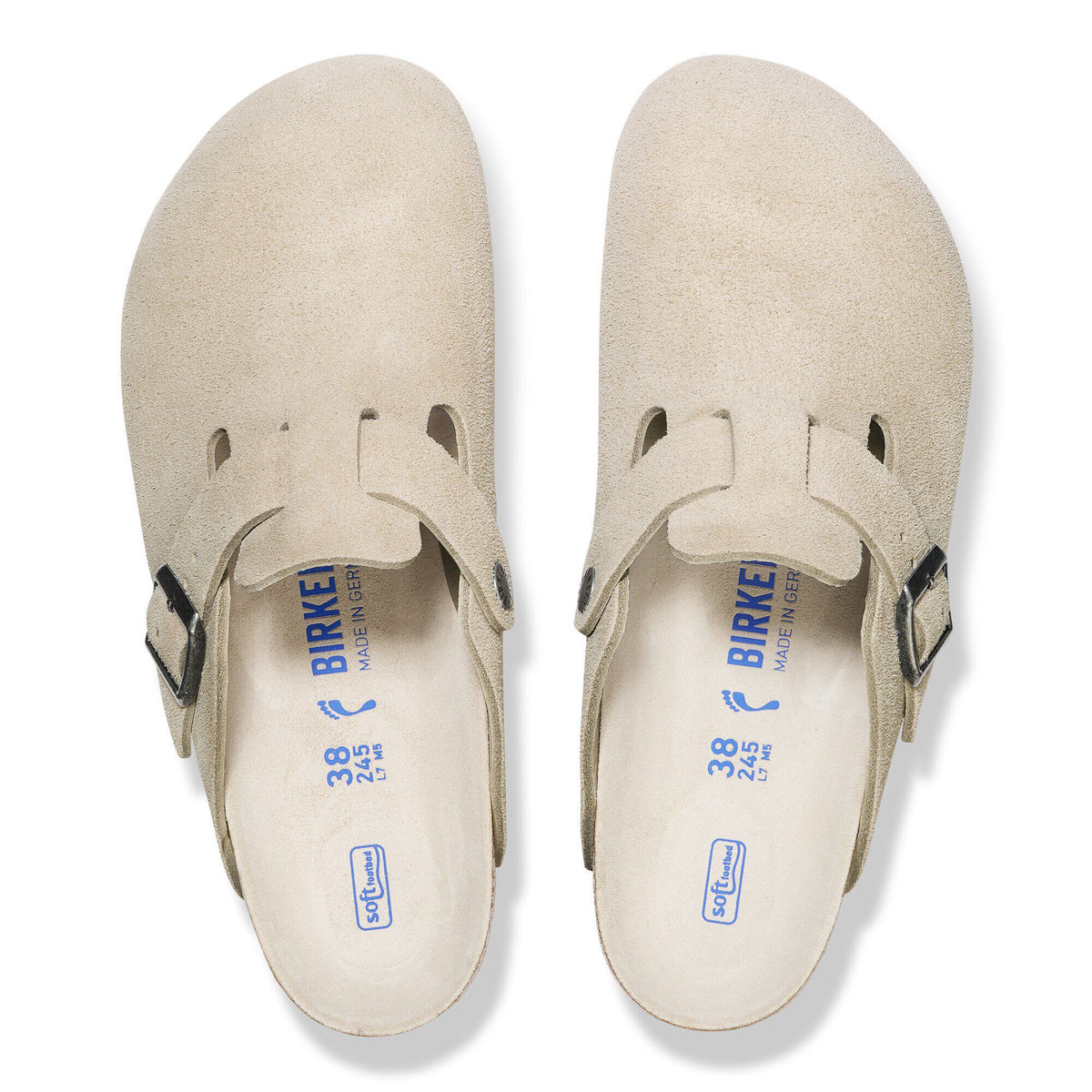Boston Soft Footbed Suede Leather in Color Oyster Tonal | Birkenstock
