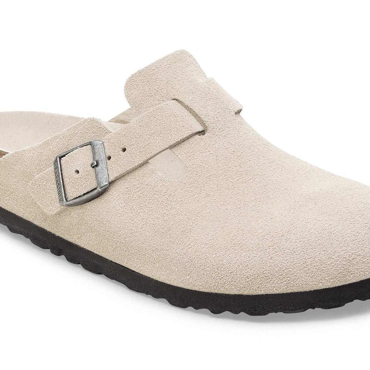 Boston Soft Footbed Suede Leather in Color Oyster Tonal | Birkenstock
