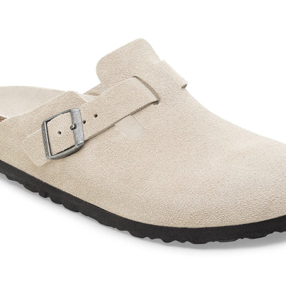 Boston Soft Footbed Suede Leather in Color Oyster Tonal | Birkenstock