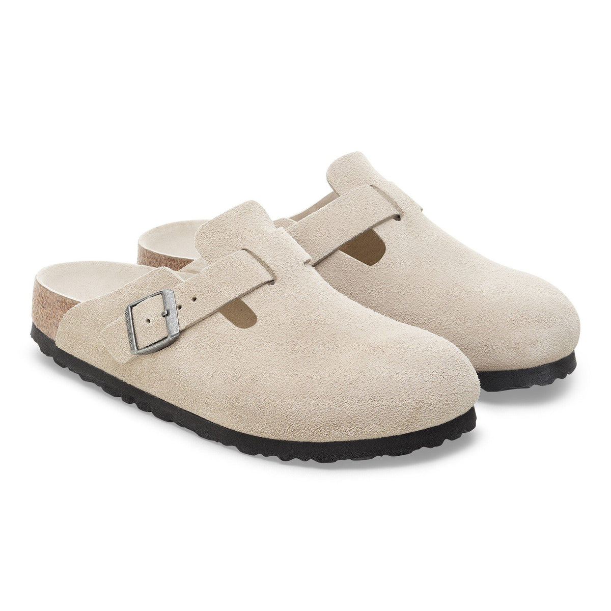 Boston Soft Footbed Suede Leather in Color Oyster Tonal | Birkenstock
