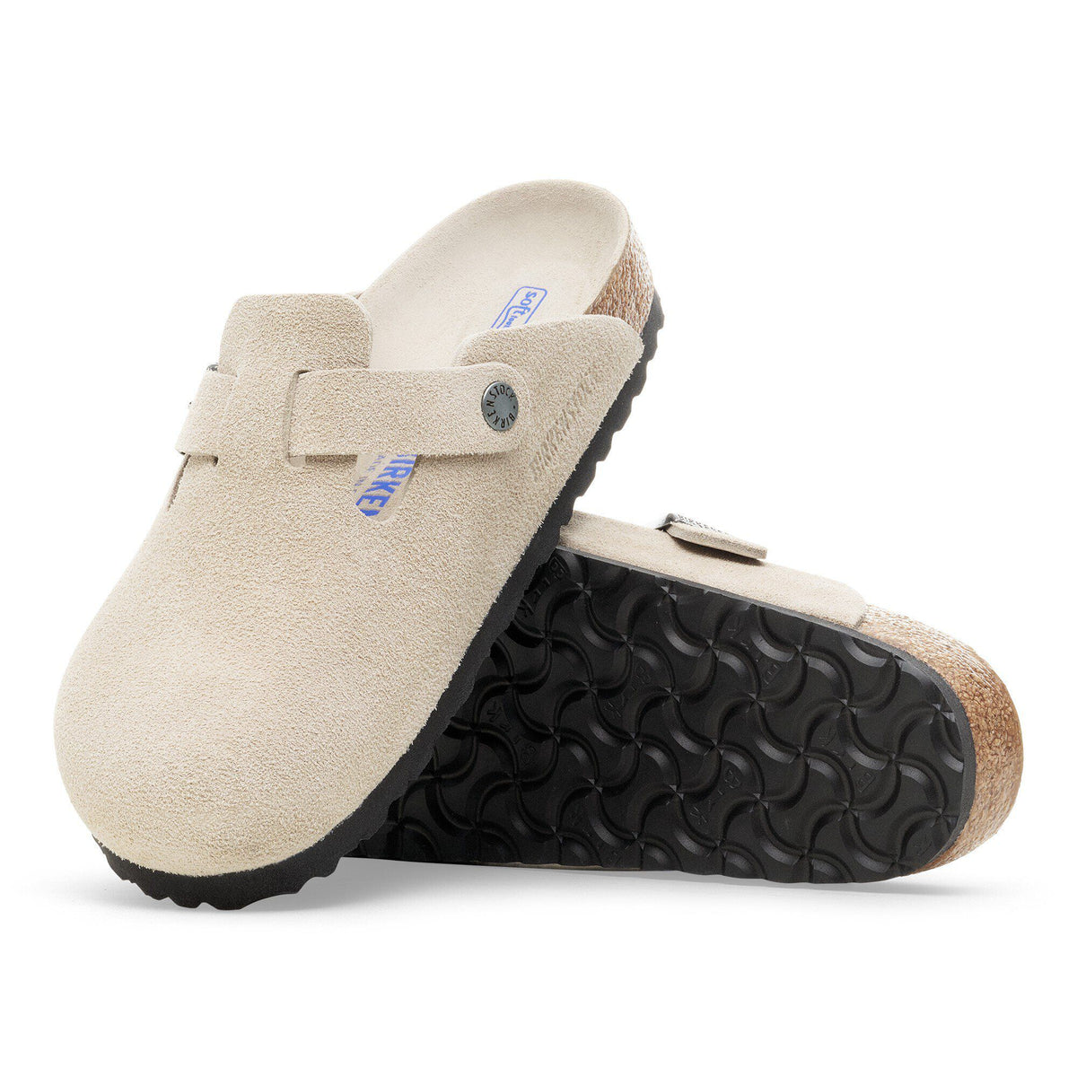 Boston Soft Footbed Suede Leather in Color Oyster Tonal | Birkenstock